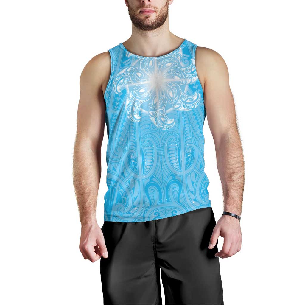 New Zealand Matariki Waiti Men Tank Top Maori Moko Cyan Galaxy