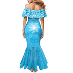 New Zealand Matariki Waiti Mermaid Dress Maori Moko Cyan Galaxy