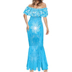 New Zealand Matariki Waiti Mermaid Dress Maori Moko Cyan Galaxy