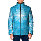 New Zealand Matariki Waiti Padded Jacket Maori Moko Cyan Galaxy
