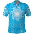 New Zealand Matariki Waiti Polo Shirt Maori Moko Cyan Galaxy