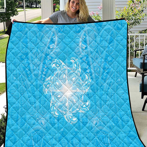 New Zealand Matariki Waiti Quilt Maori Moko Cyan Galaxy