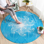 New Zealand Matariki Waiti Round Carpet Maori Moko Cyan Galaxy