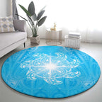 New Zealand Matariki Waiti Round Carpet Maori Moko Cyan Galaxy