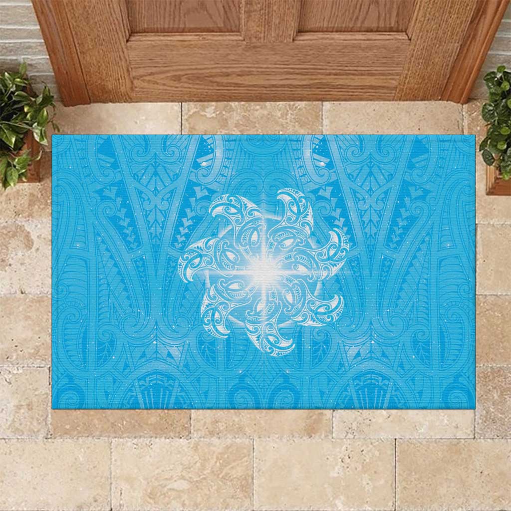 New Zealand Matariki Waiti Rubber Doormat Maori Moko Cyan Galaxy