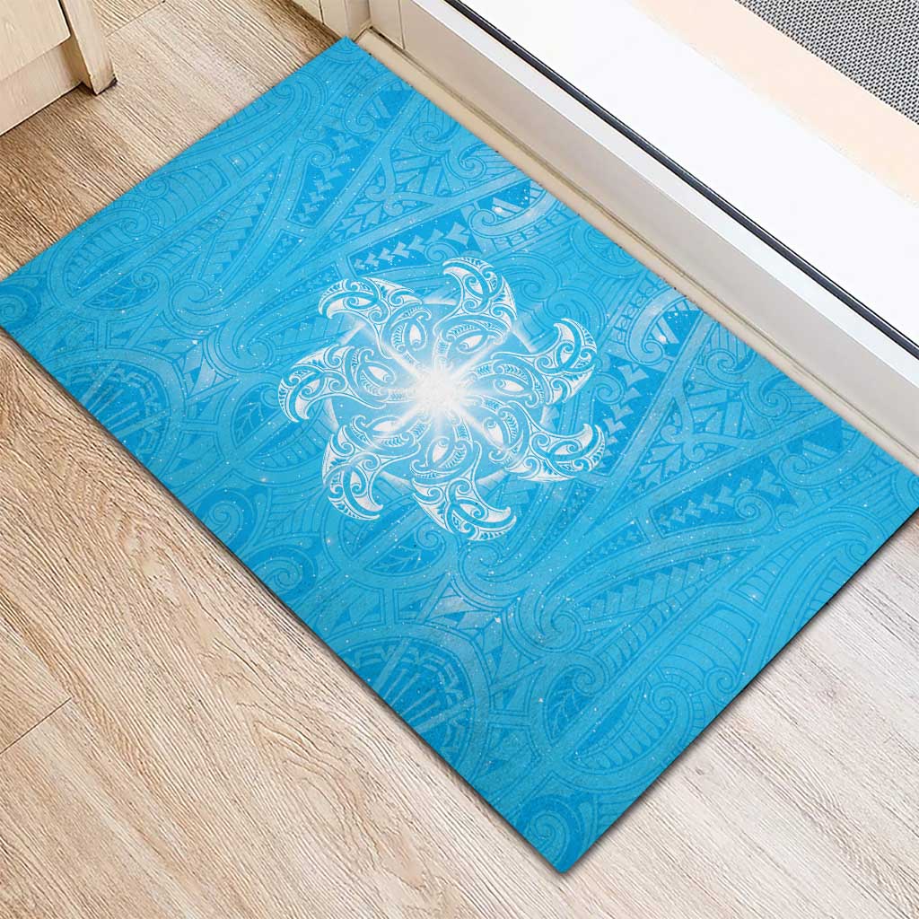 New Zealand Matariki Waiti Rubber Doormat Maori Moko Cyan Galaxy
