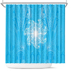 New Zealand Matariki Waiti Shower Curtain Maori Moko Cyan Galaxy