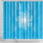New Zealand Matariki Waiti Shower Curtain Maori Moko Cyan Galaxy