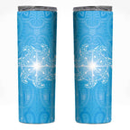 New Zealand Matariki Waiti Skinny Tumbler Maori Moko Cyan Galaxy