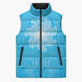 New Zealand Matariki Waiti Sleeveless Puffer Jacket Maori Moko Cyan Galaxy