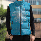 New Zealand Matariki Waiti Sleeveless Puffer Jacket Maori Moko Cyan Galaxy