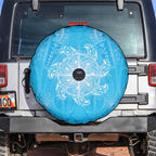 New Zealand Matariki Waiti Spare Tire Cover Maori Moko Cyan Galaxy