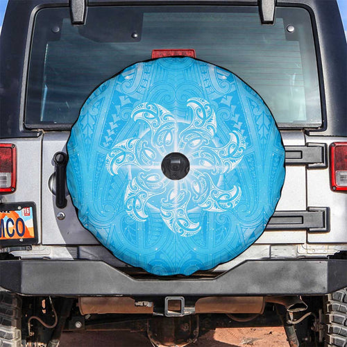 New Zealand Matariki Waiti Spare Tire Cover Maori Moko Cyan Galaxy
