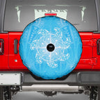 New Zealand Matariki Waiti Spare Tire Cover Maori Moko Cyan Galaxy