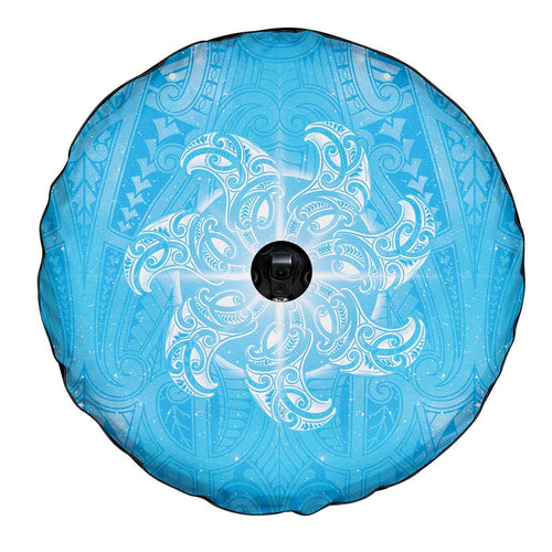 New Zealand Matariki Waiti Spare Tire Cover Maori Moko Cyan Galaxy