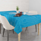 New Zealand Matariki Waiti Tablecloth Maori Moko Cyan Galaxy
