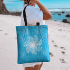 New Zealand Matariki Waiti Tote Bag Maori Moko Cyan Galaxy