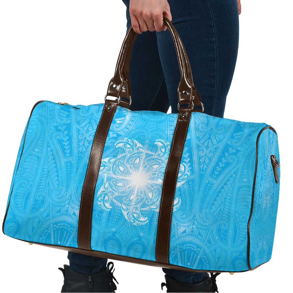 New Zealand Matariki Waiti Travel Bag Maori Moko Cyan Galaxy