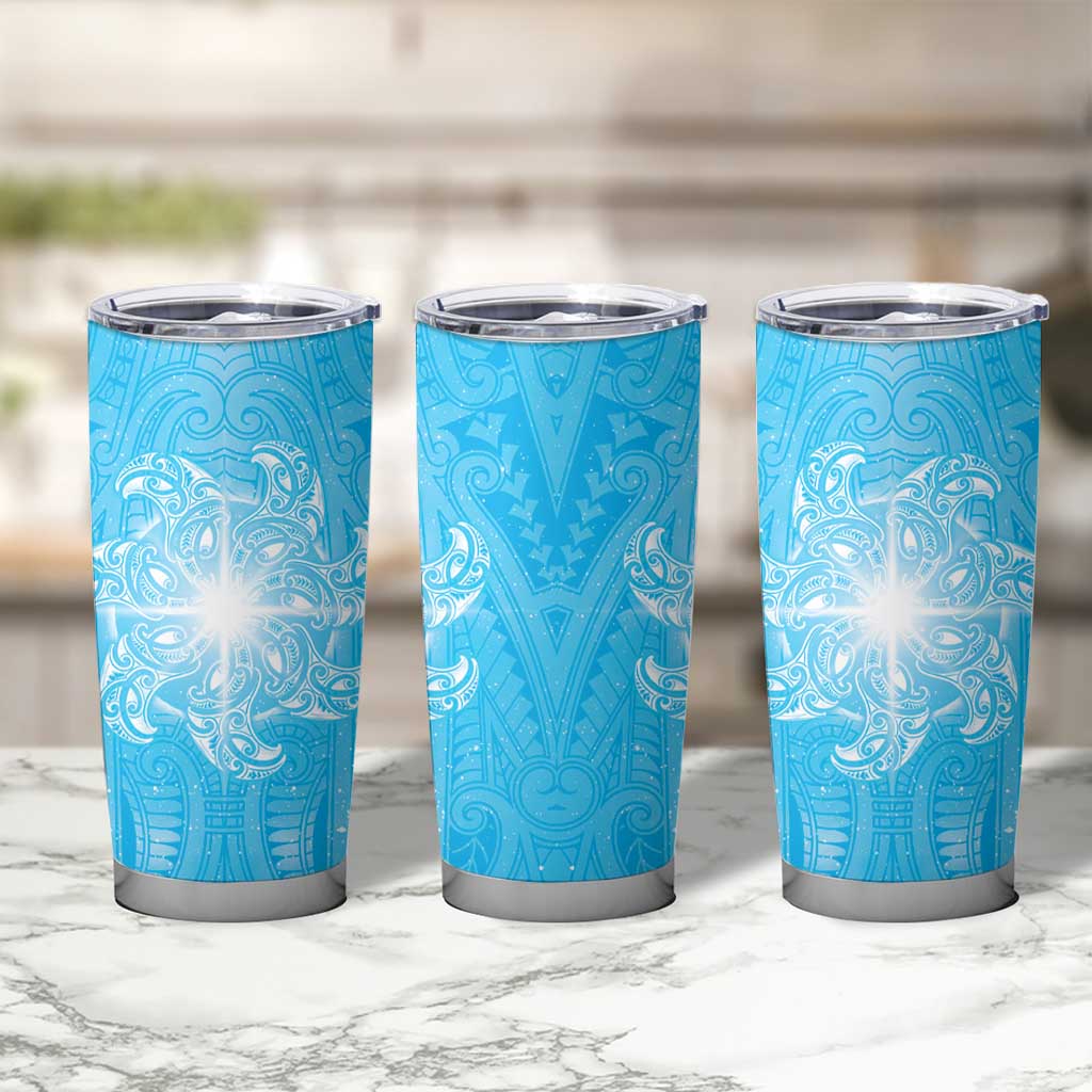 New Zealand Matariki Waiti Tumbler Cup Maori Moko Cyan Galaxy