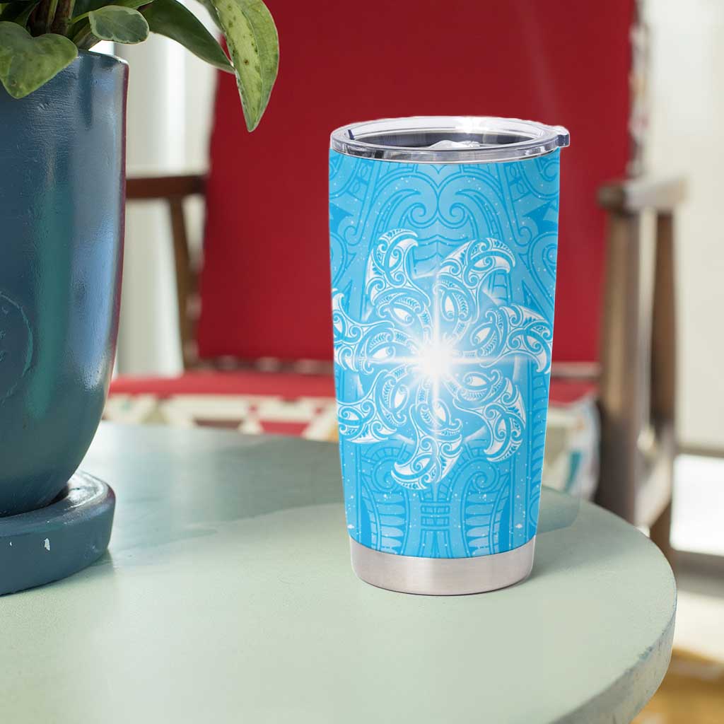 New Zealand Matariki Waiti Tumbler Cup Maori Moko Cyan Galaxy