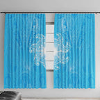 New Zealand Matariki Waiti Window Curtain Maori Moko Cyan Galaxy