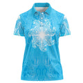 New Zealand Matariki Waiti Women Polo Shirt Maori Moko Cyan Galaxy