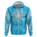 New Zealand Matariki Waiti Zip Hoodie Maori Moko Cyan Galaxy