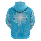 New Zealand Matariki Waiti Zip Hoodie Maori Moko Cyan Galaxy