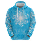 New Zealand Matariki Waiti Zip Hoodie Maori Moko Cyan Galaxy