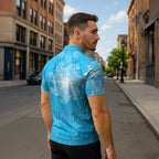 New Zealand Matariki Waiti Zipper Polo Shirt Maori Moko Cyan Galaxy