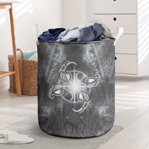 New Zealand Matariki Ururangi Laundry Basket Maori Moko Grey Galaxy