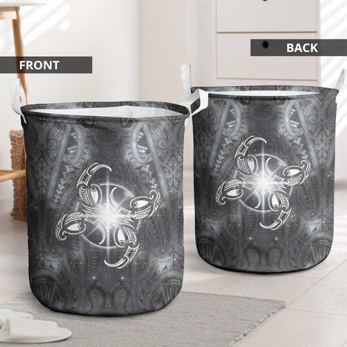 New Zealand Matariki Ururangi Laundry Basket Maori Moko Grey Galaxy