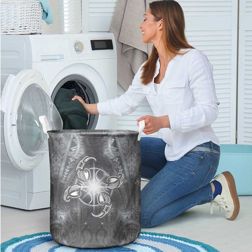 New Zealand Matariki Ururangi Laundry Basket Maori Moko Grey Galaxy