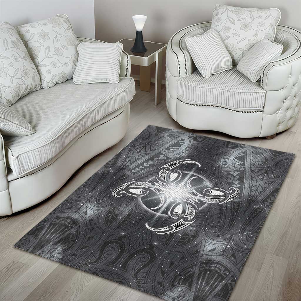 New Zealand Matariki Ururangi Area Rug Maori Moko Grey Galaxy