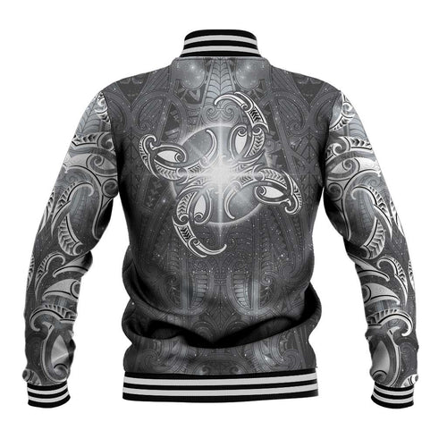 New Zealand Matariki Ururangi Baseball Jacket Maori Moko Grey Galaxy