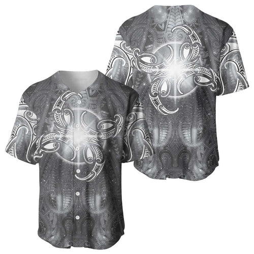 New Zealand Matariki Ururangi Baseball Jersey Maori Moko Grey Galaxy
