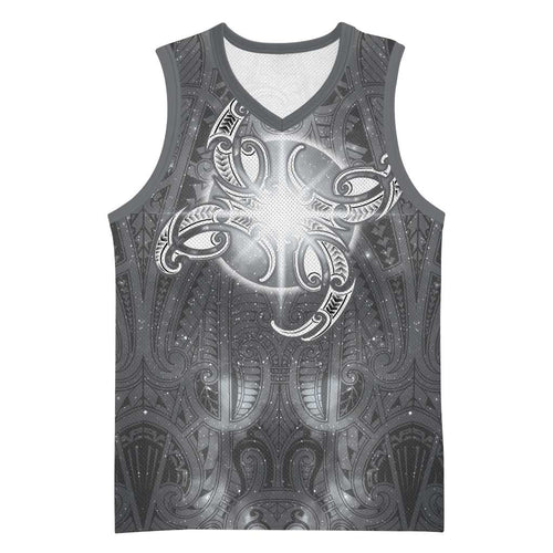 New Zealand Matariki Ururangi Basketball Jersey Maori Moko Grey Galaxy