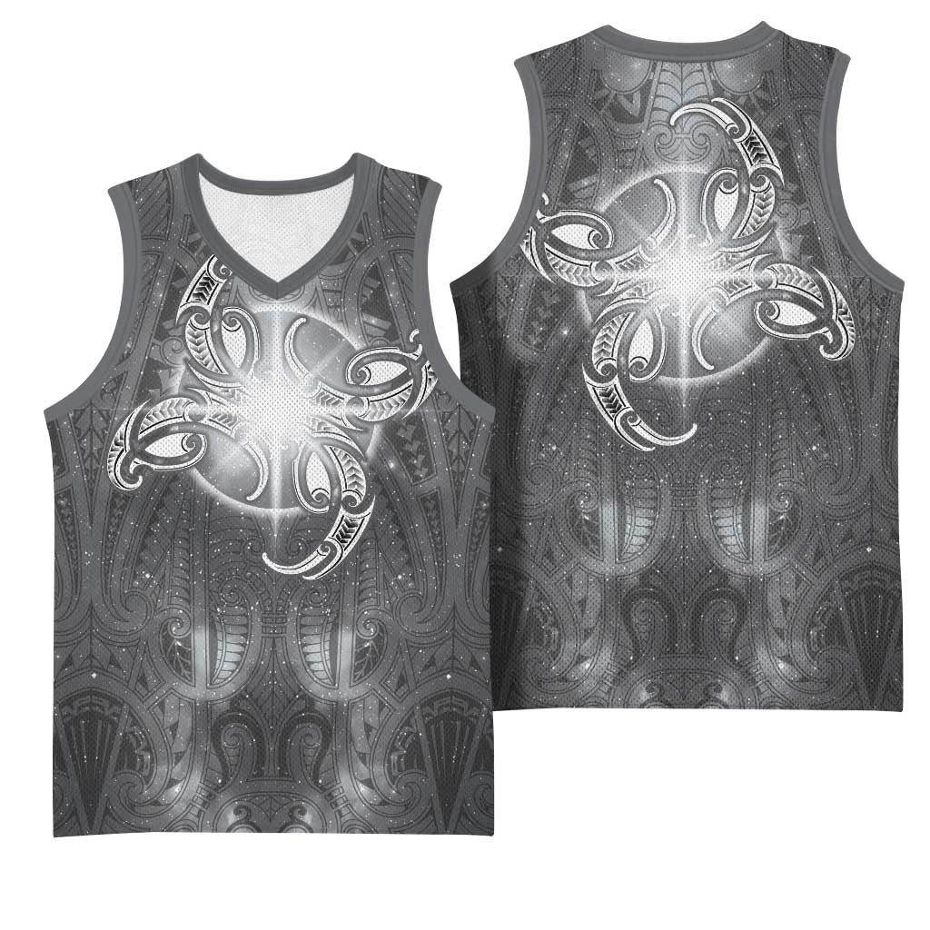 New Zealand Matariki Ururangi Basketball Jersey Maori Moko Grey Galaxy