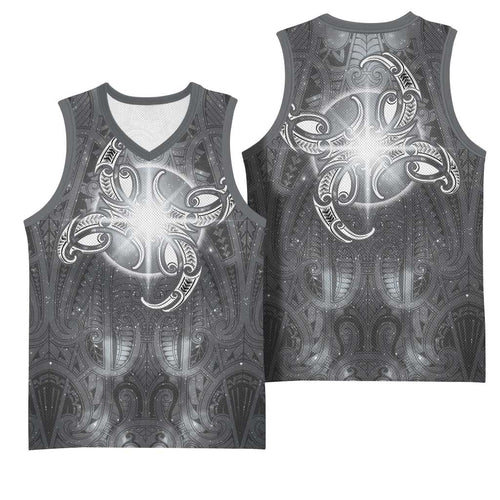 New Zealand Matariki Ururangi Basketball Jersey Maori Moko Grey Galaxy