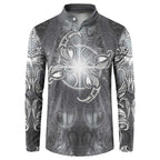 New Zealand Matariki Ururangi Button Sweatshirt Maori Moko Grey Galaxy
