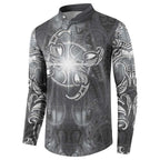 New Zealand Matariki Ururangi Button Sweatshirt Maori Moko Grey Galaxy