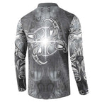New Zealand Matariki Ururangi Button Sweatshirt Maori Moko Grey Galaxy