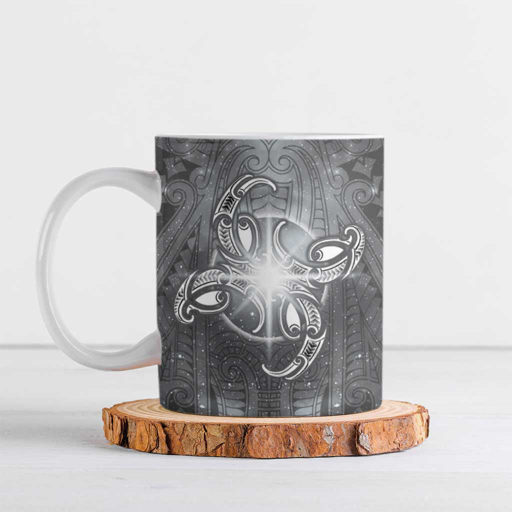 New Zealand Matariki Ururangi Ceramic Mug Maori Moko Grey Galaxy