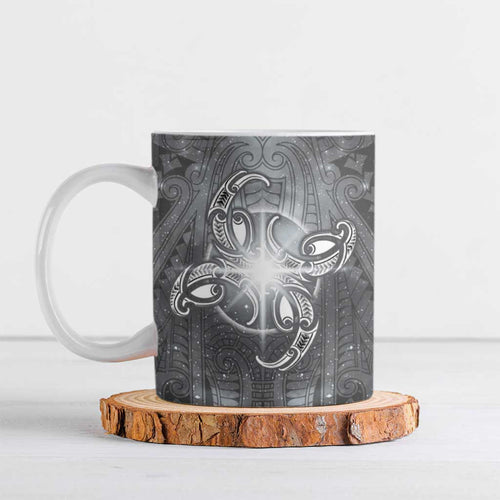 New Zealand Matariki Ururangi Ceramic Mug Maori Moko Grey Galaxy