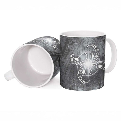 New Zealand Matariki Ururangi Ceramic Mug Maori Moko Grey Galaxy