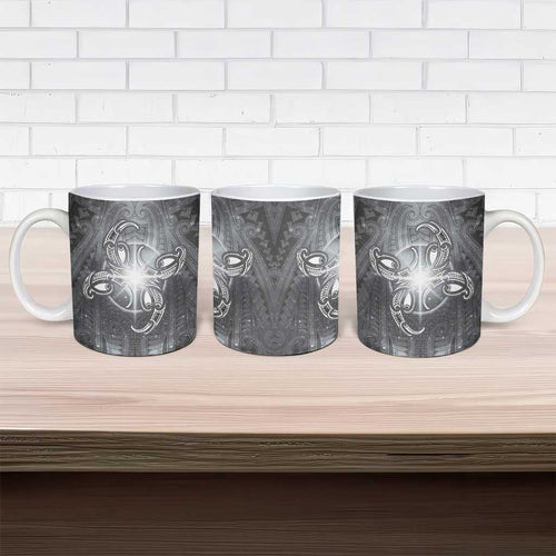 New Zealand Matariki Ururangi Ceramic Mug Maori Moko Grey Galaxy