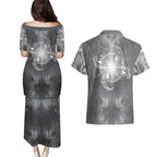 New Zealand Matariki Ururangi Couples Matching Puletasi and Hawaiian Shirt Maori Moko Grey Galaxy
