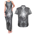 New Zealand Matariki Ururangi Couples Matching Tank Maxi Dress and Hawaiian Shirt Maori Moko Grey Galaxy