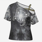 New Zealand Matariki Ururangi Cross Shoulder Shirt Maori Moko Grey Galaxy