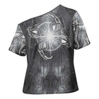 New Zealand Matariki Ururangi Cross Shoulder Shirt Maori Moko Grey Galaxy